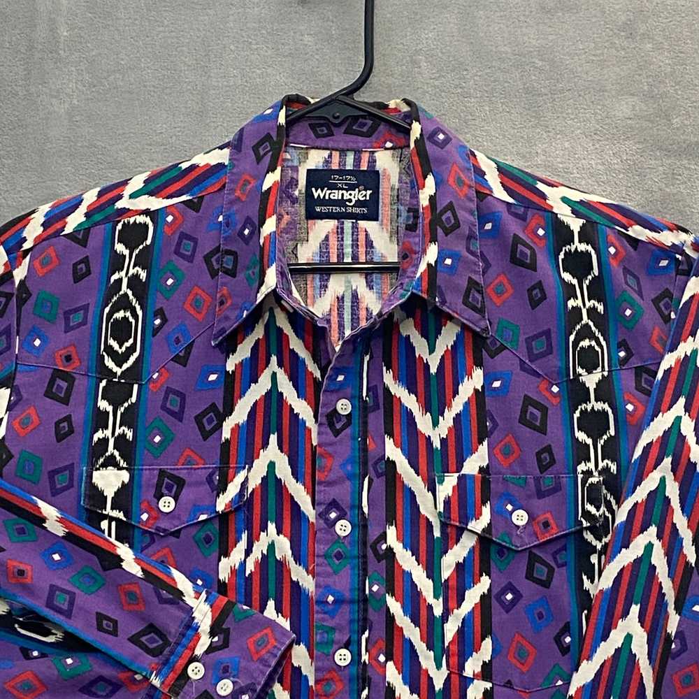 Vintage × Wrangler Western Brushpopper Shirt 17-1… - image 1