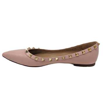 Valentino Pink Leather Rockstud Flats Pointed Toe… - image 1