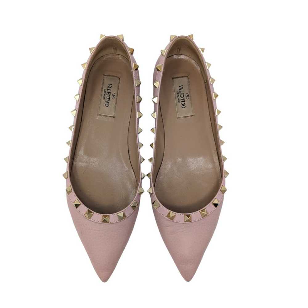 Valentino Pink Leather Rockstud Flats Pointed Toe… - image 2