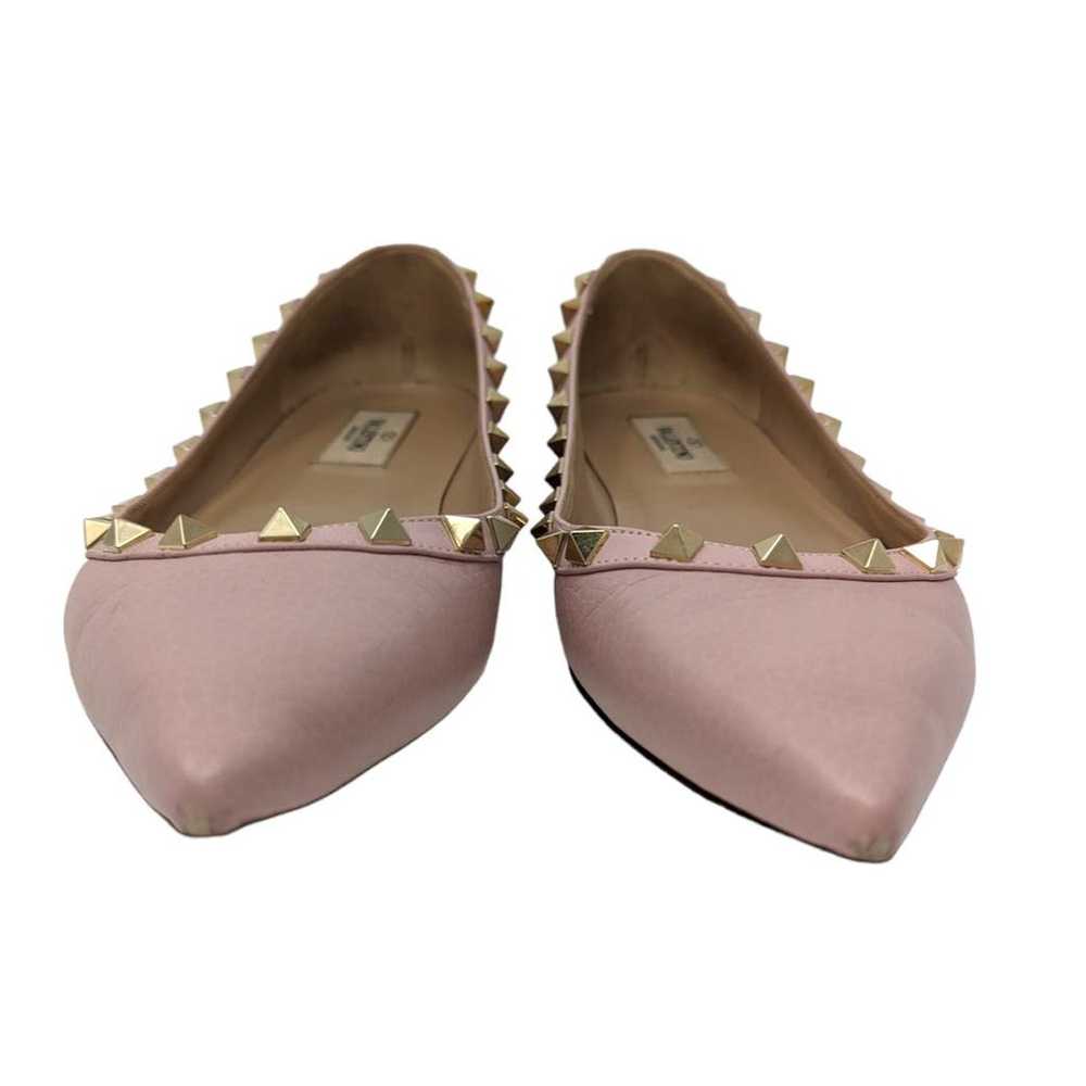 Valentino Pink Leather Rockstud Flats Pointed Toe… - image 3