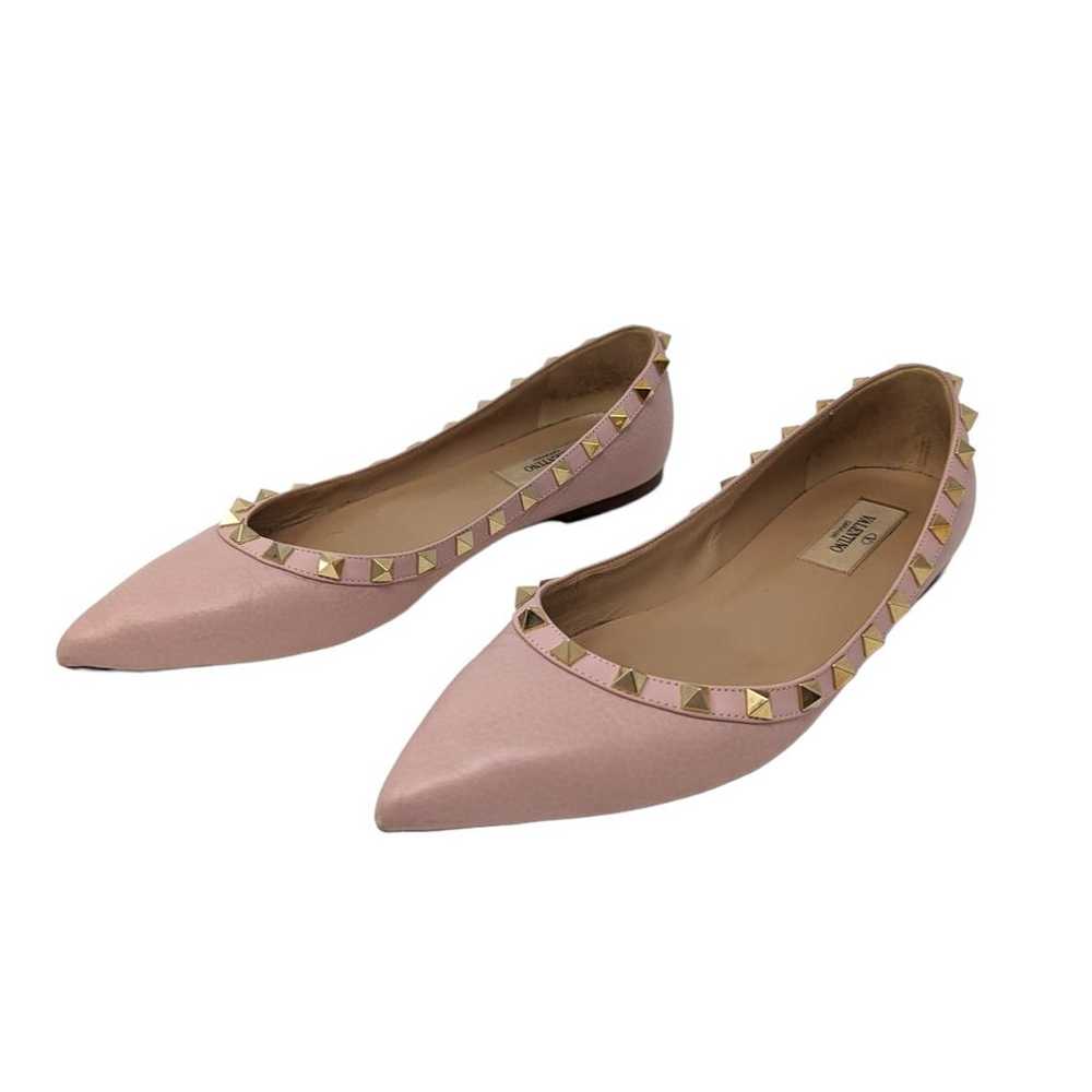 Valentino Pink Leather Rockstud Flats Pointed Toe… - image 4