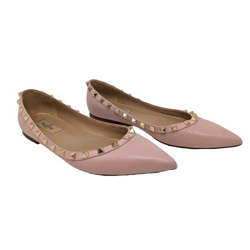 Valentino Pink Leather Rockstud Flats Pointed Toe… - image 5