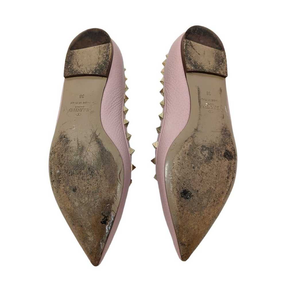Valentino Pink Leather Rockstud Flats Pointed Toe… - image 7