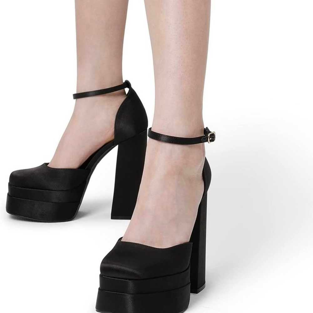 Black Ankle Strap Gianni Bini Double Platform Blo… - image 11