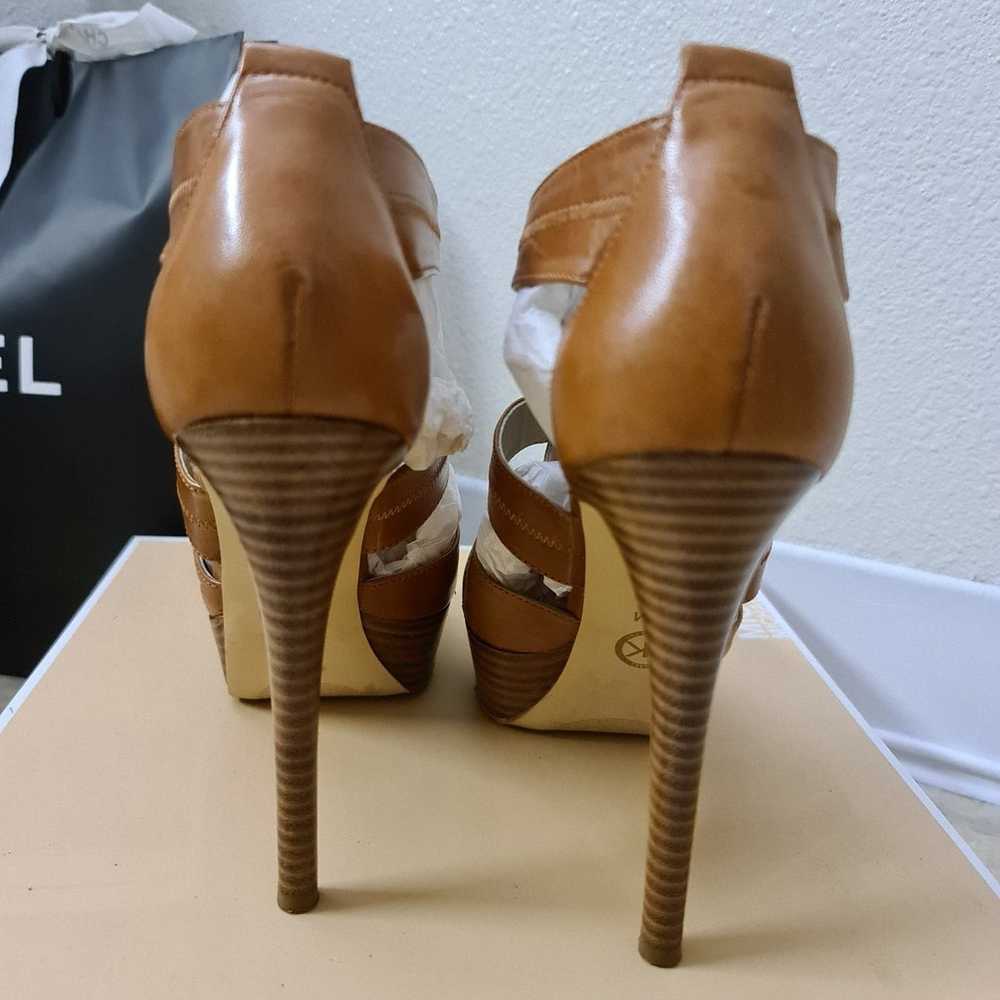 Michael Kors Berkley platform sandals in luggage … - image 6