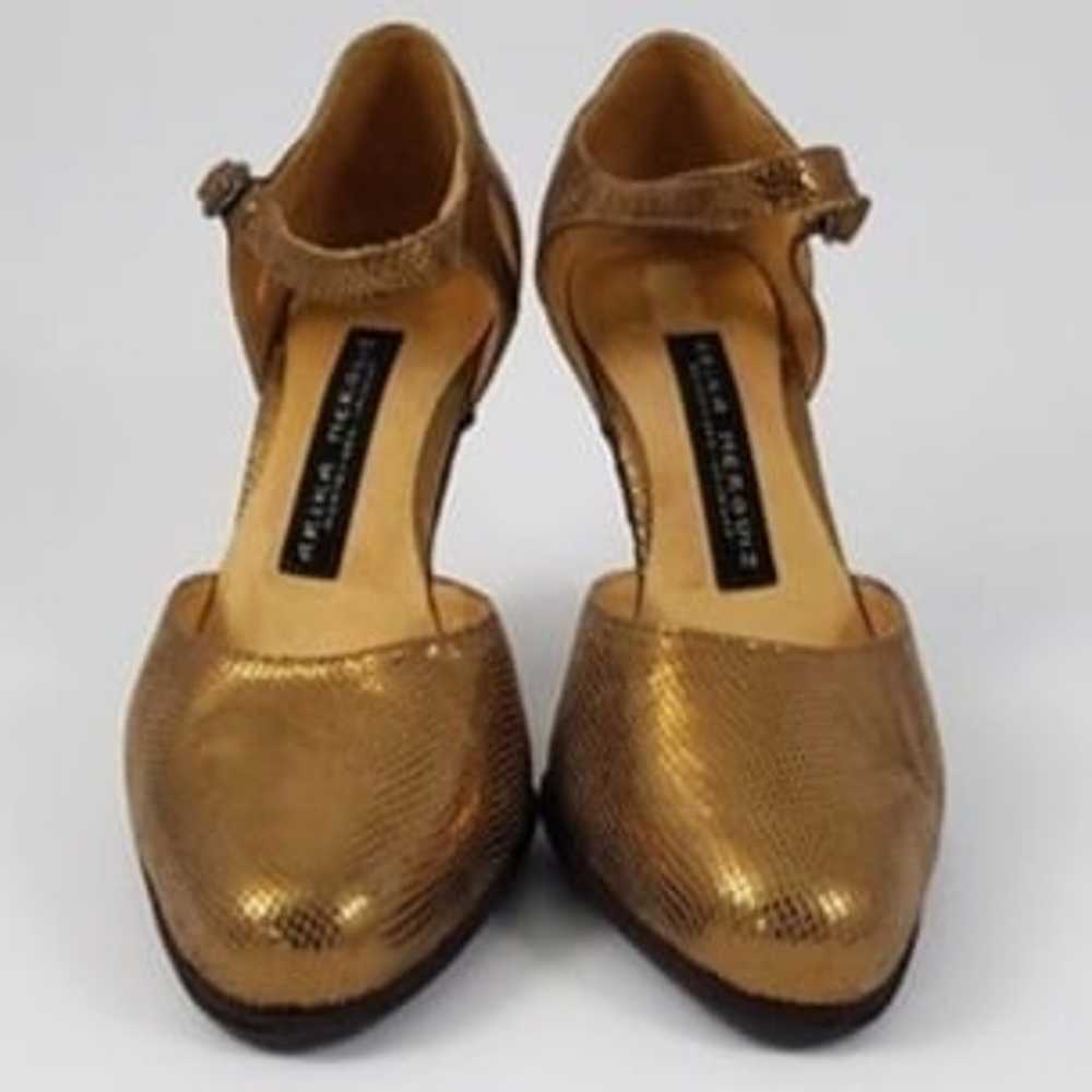 Arika Nerguiz 7.5/8 ankle strap gold leather danc… - image 2
