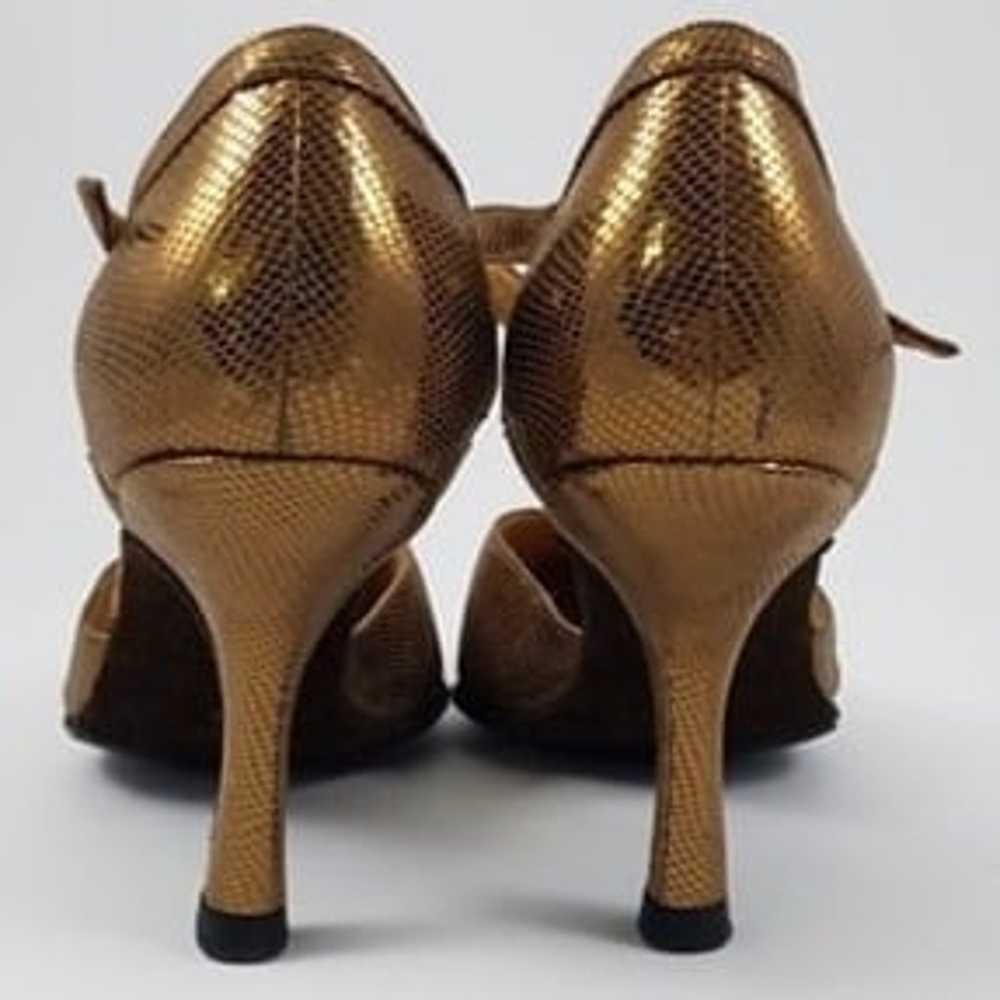 Arika Nerguiz 7.5/8 ankle strap gold leather danc… - image 3