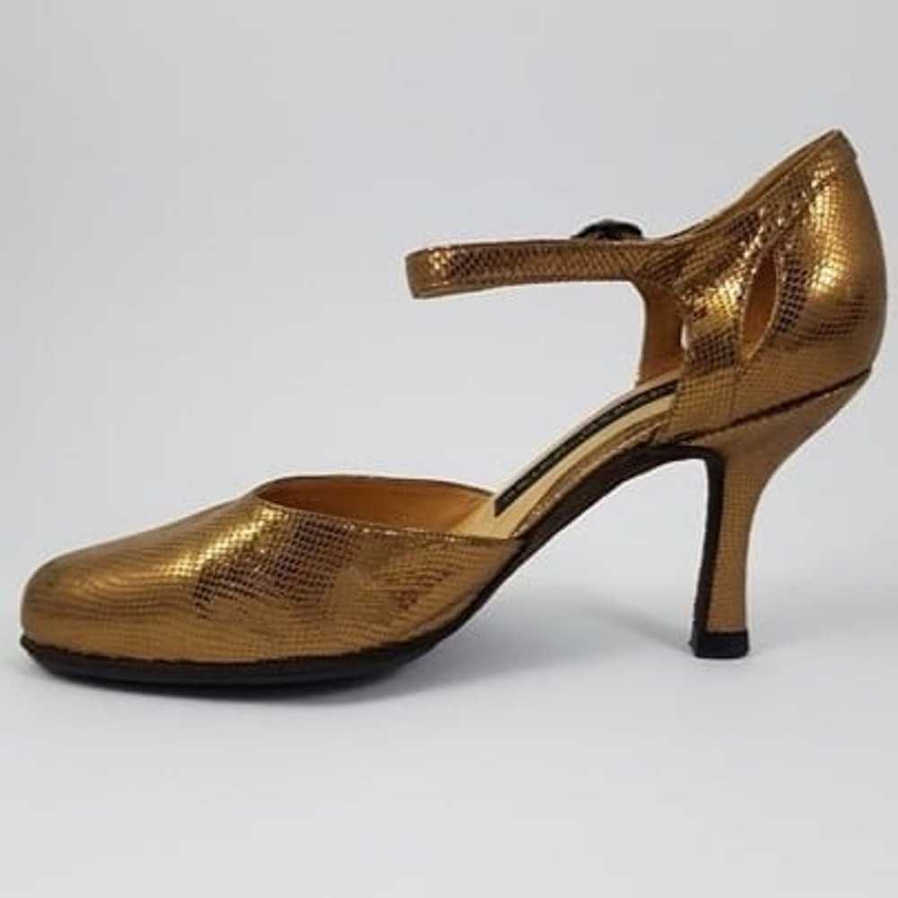 Arika Nerguiz 7.5/8 ankle strap gold leather danc… - image 5