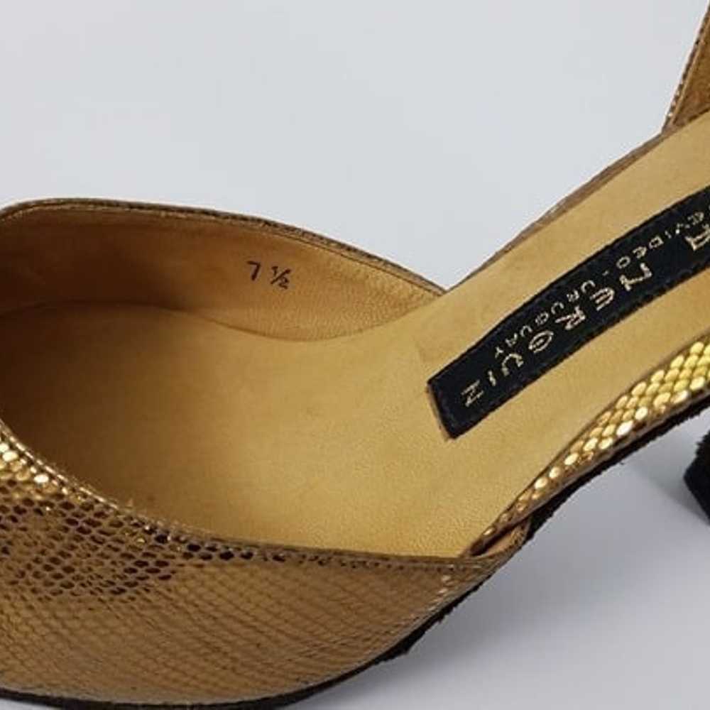 Arika Nerguiz 7.5/8 ankle strap gold leather danc… - image 9