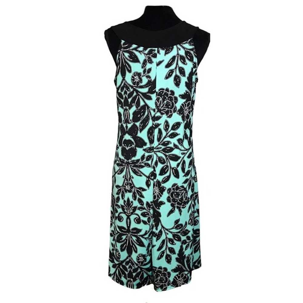 Ellen Parker Sleeveless Midi Dress in Teal & Blac… - image 2