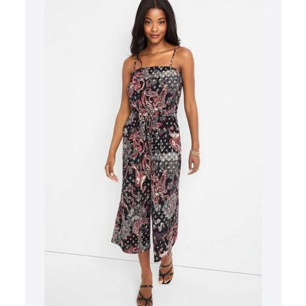 Maurices Mixed Paisley Print Cropped Jumpsuit Siz… - image 1