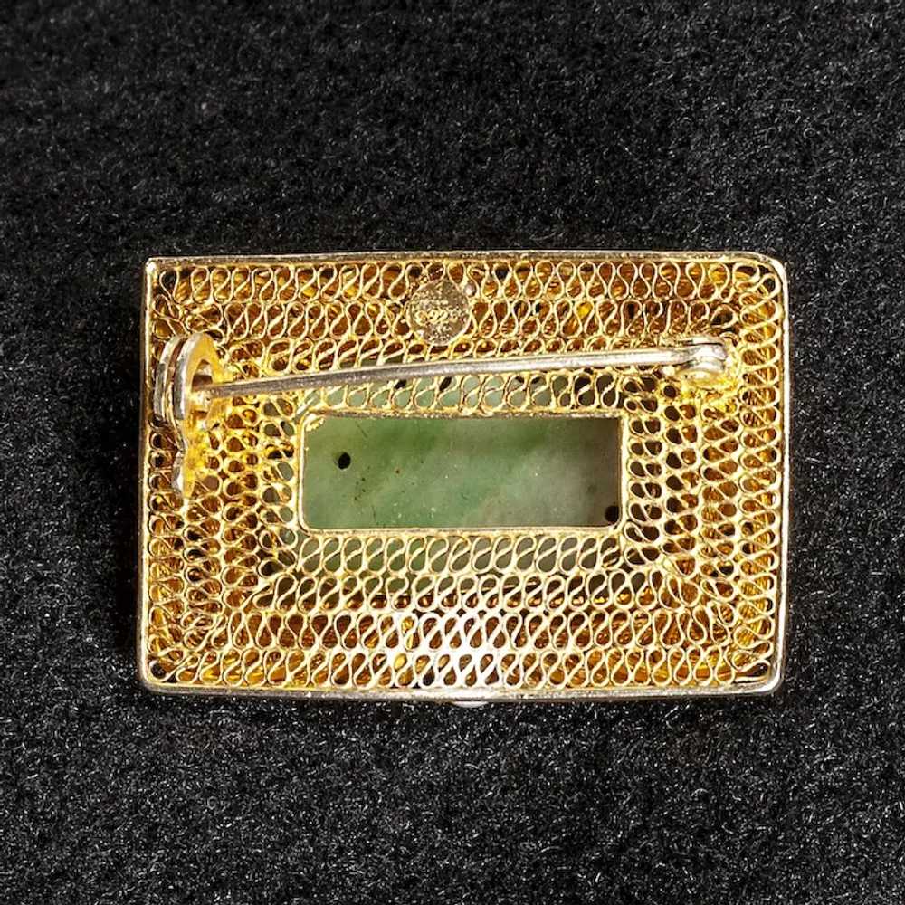 Antique Chinese Jadeite Gilt Silver and Cultured … - image 3