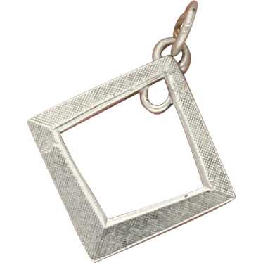 Sterling Silver Vintage Charm Holder Open Square … - image 1