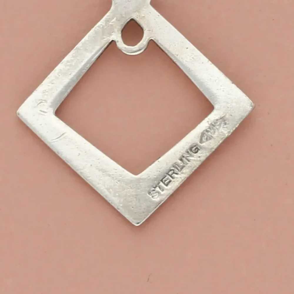 Sterling Silver Vintage Charm Holder Open Square … - image 4