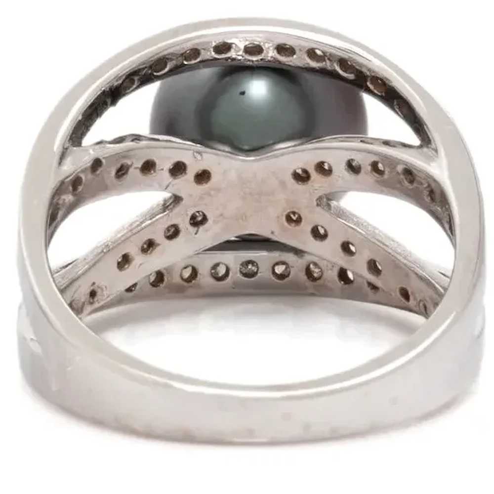 Vintage Gray Pearl Diamond Ring - image 3