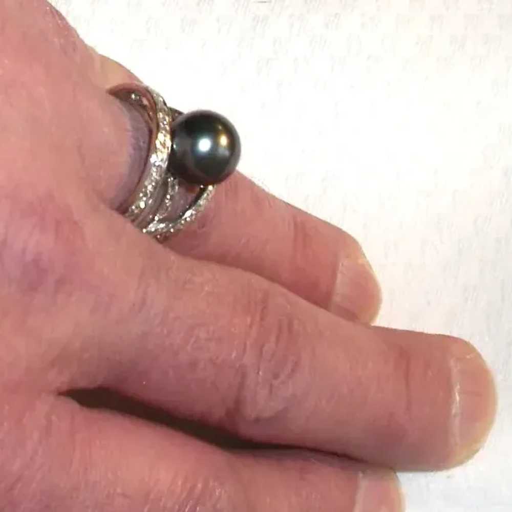 Vintage Gray Pearl Diamond Ring - image 5