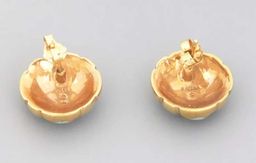 Kabana Diamond Fire Opal 14k Yellow Gold Stud Ear… - image 3