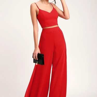 Lulus Out Tonight Red Two-Piece Jumpsuit - XS