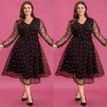 BloomChic | Heart Print Midi Dress