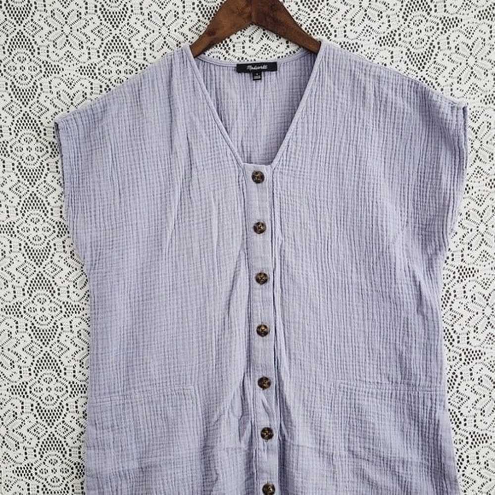 Madewell 100% Cotton Gauze Cap Sleeve Button up M… - image 3