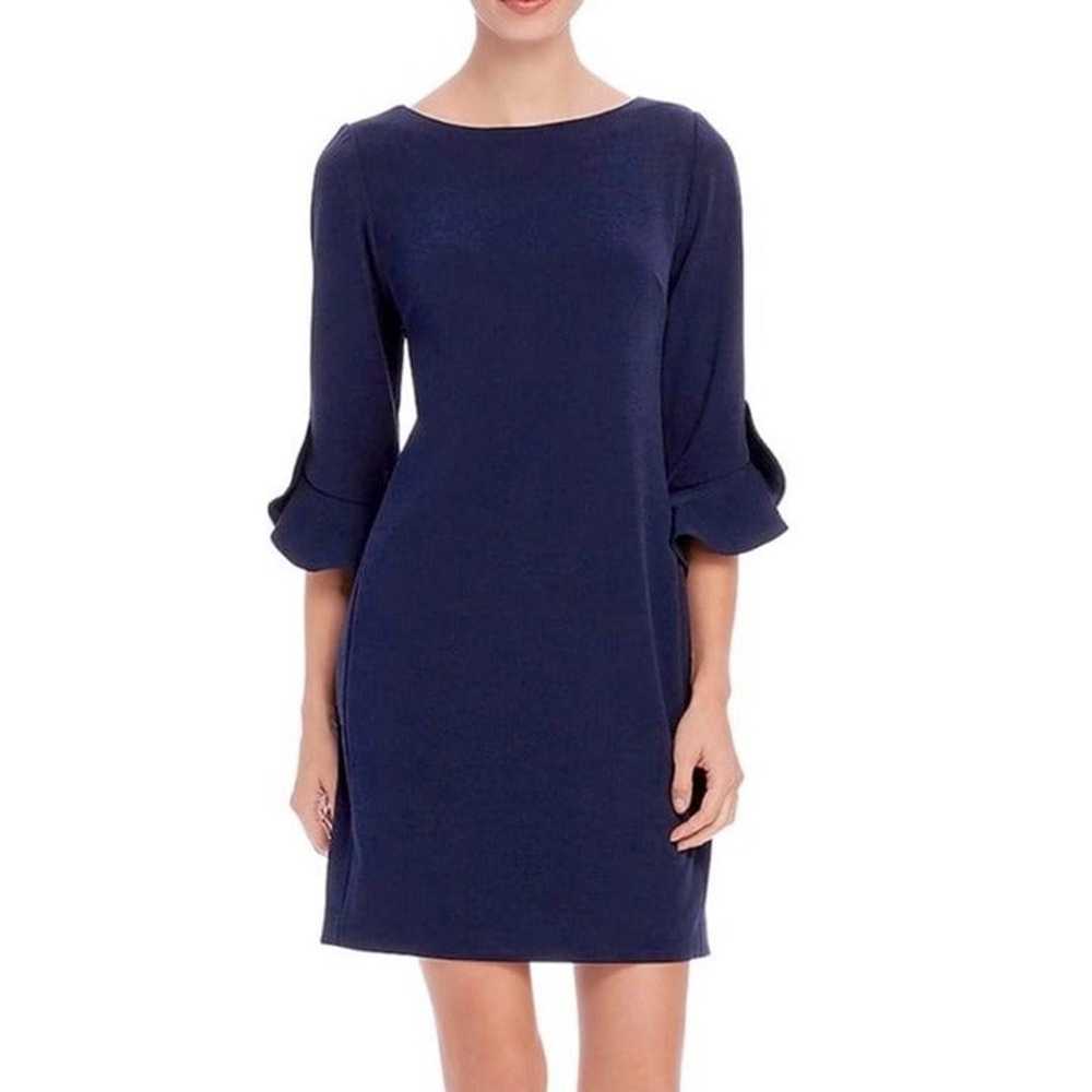 Karl Lagerfeld Paris Navy 3/4 Ruffle Tulip Sleeve… - image 1