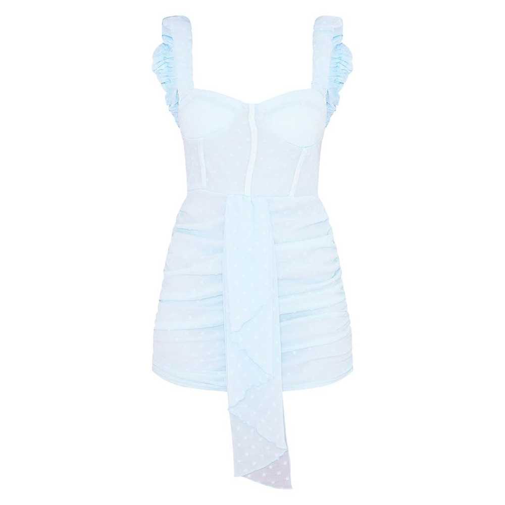 NEW PrettyLittleThing Blue Dobby Chiffon Ruched S… - image 5