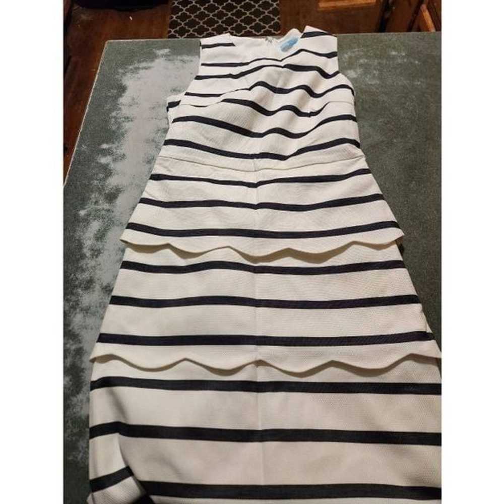 J. McLaughlin White & Navy Stripe Scallop Sleevel… - image 2