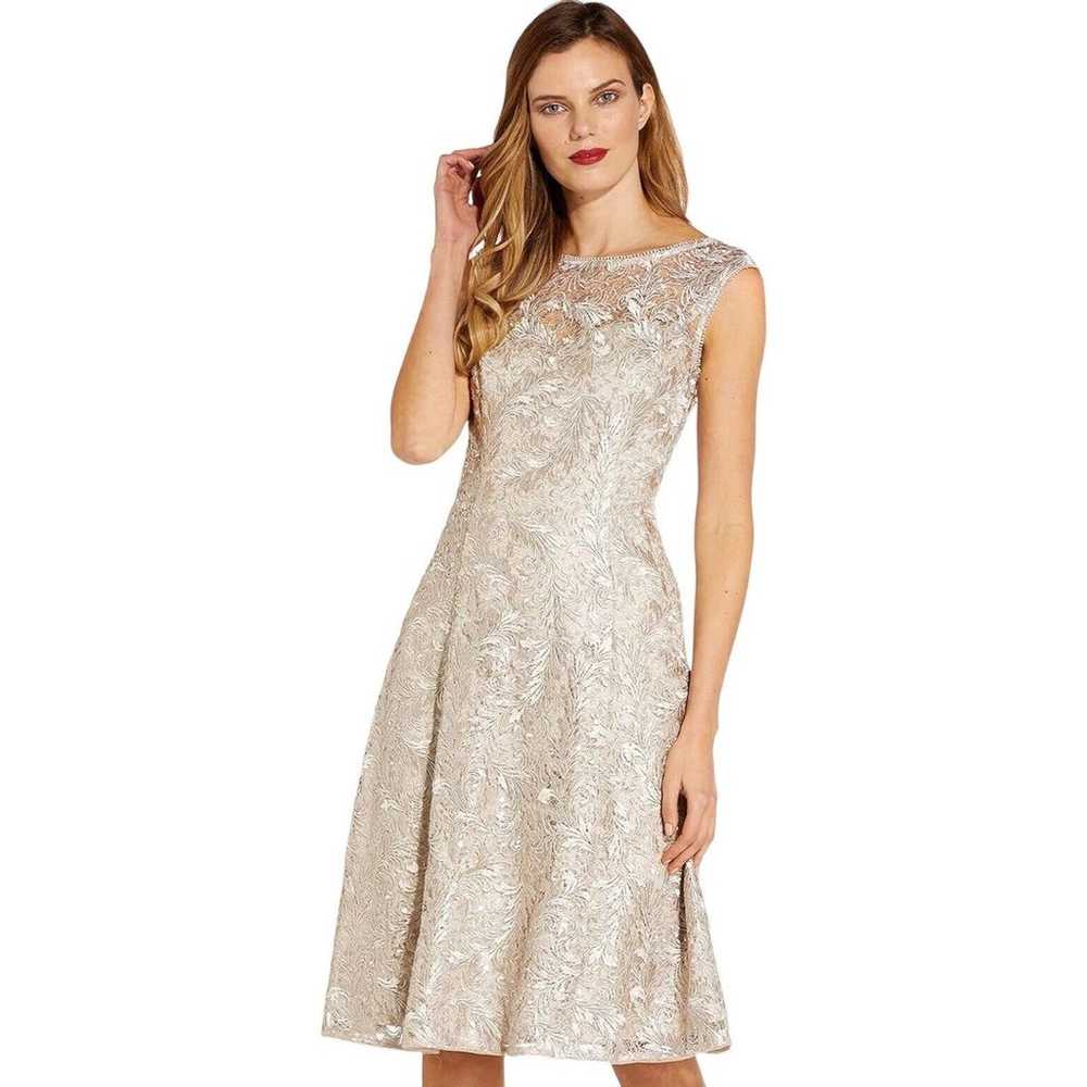 Adrianna Papell Champaign Beige Lace Sequin Dress… - image 11
