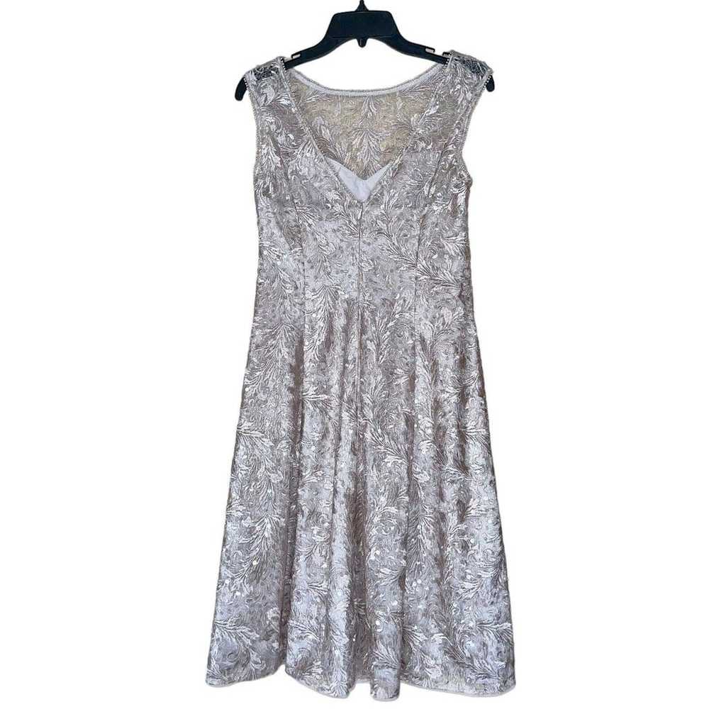 Adrianna Papell Champaign Beige Lace Sequin Dress… - image 3