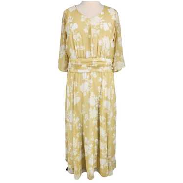 eShakti Yellow Floral Midi Dress Plus Size 2X 20W - image 1