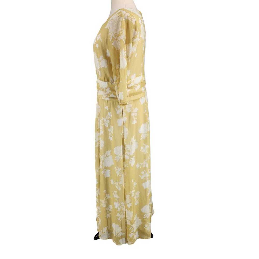 eShakti Yellow Floral Midi Dress Plus Size 2X 20W - image 3