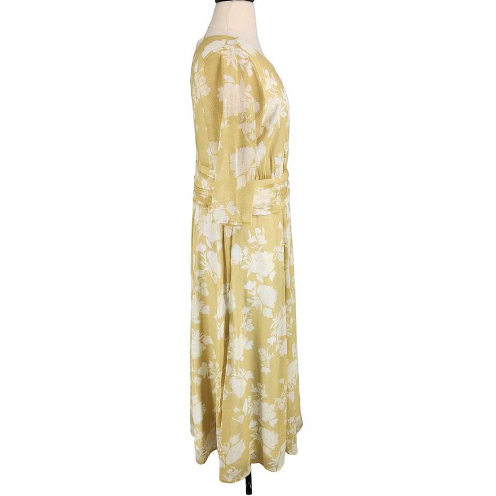 eShakti Yellow Floral Midi Dress Plus Size 2X 20W - image 5