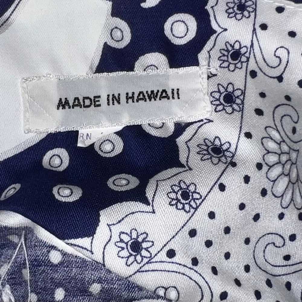 Vintage Hawaiian Kimono Dress Mermaid Maxi Blue W… - image 8