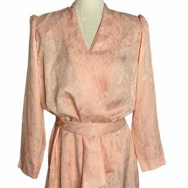 Vintage Surplice Faux Wrap Dress L Pink