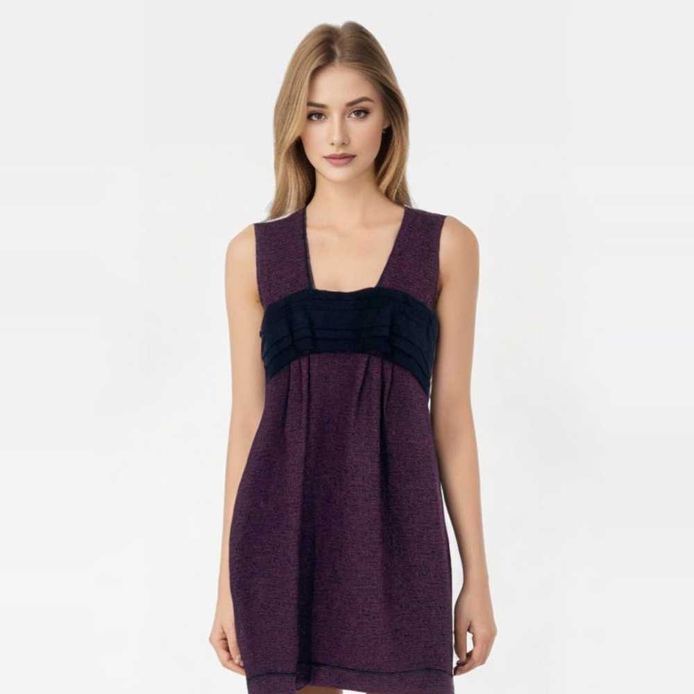 PETER SOM Sheath Dress Size 2 Mini Wool Purple Bl… - image 2