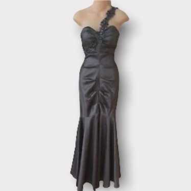 XSCAPE BY JOANNA CHEN Pewter Gray Ruched One Shou… - image 1