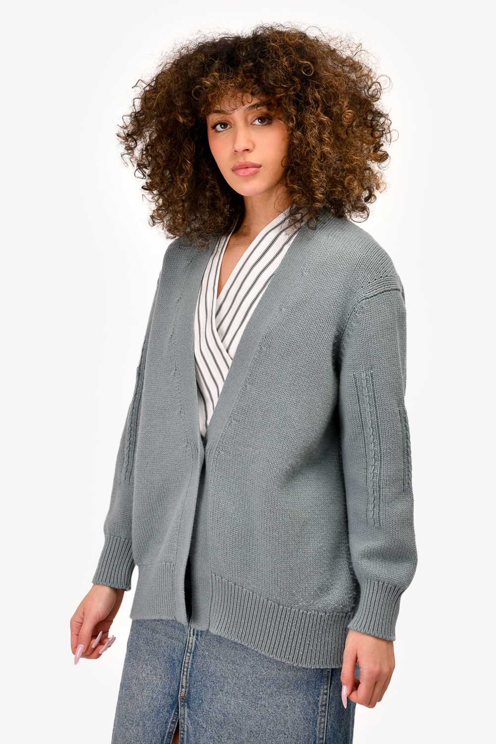 Hermès Light Blue Cashmere Cardigan Size 36 - image 2