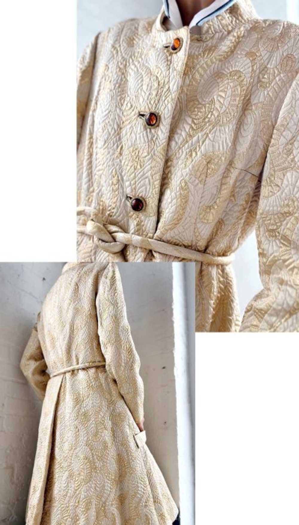 60s gold brocade belted trench - image 2