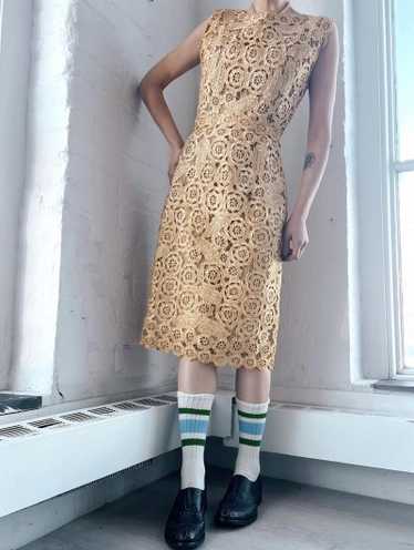 50s Italian raffia crochet dress