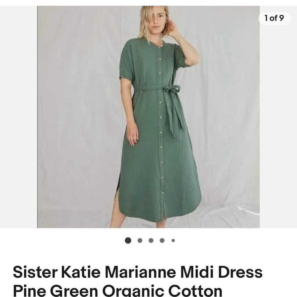 Sister Katie Organic Cotton Midi Dress in Pine Gr… - image 3