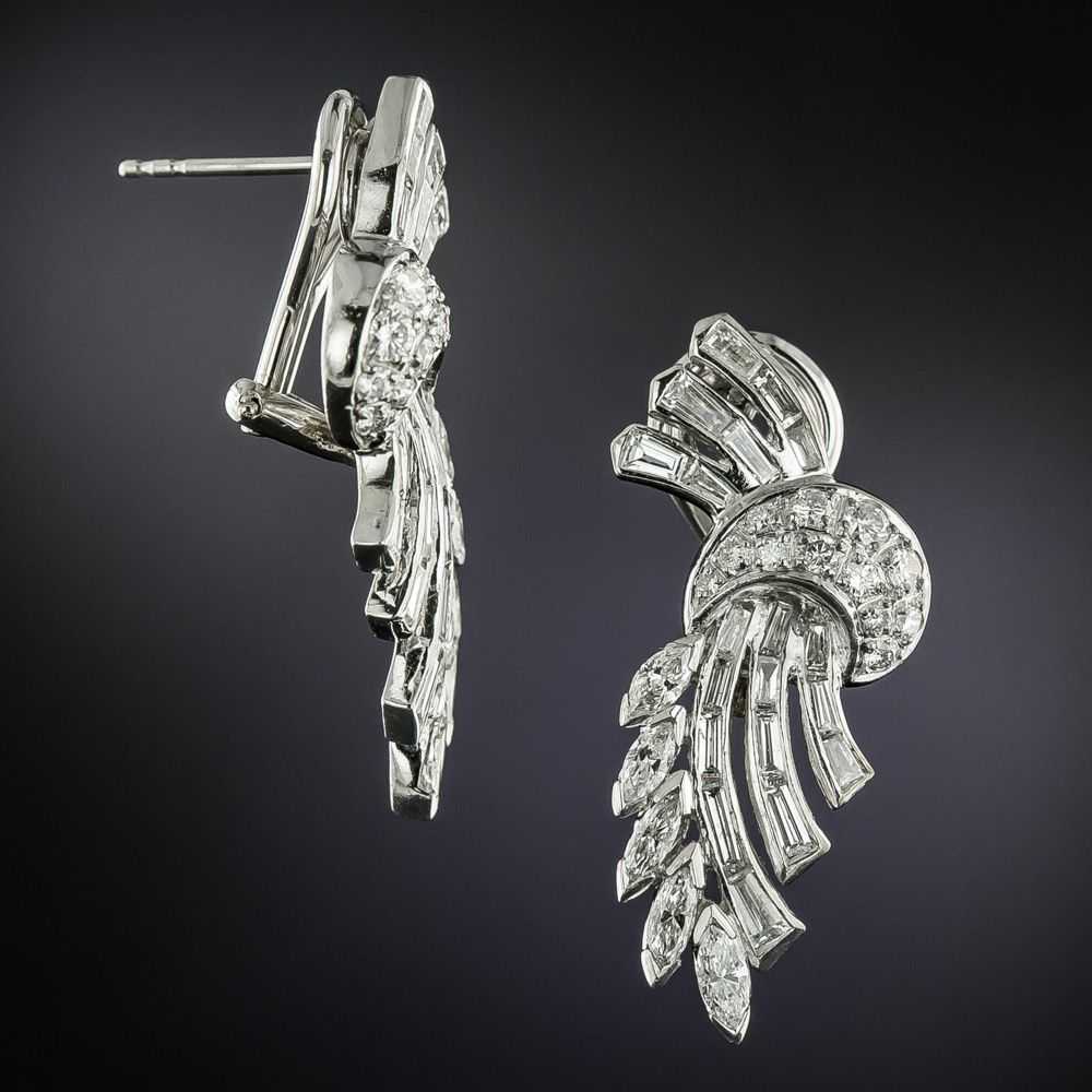 Mid-Century Diamond Earrings - image 2