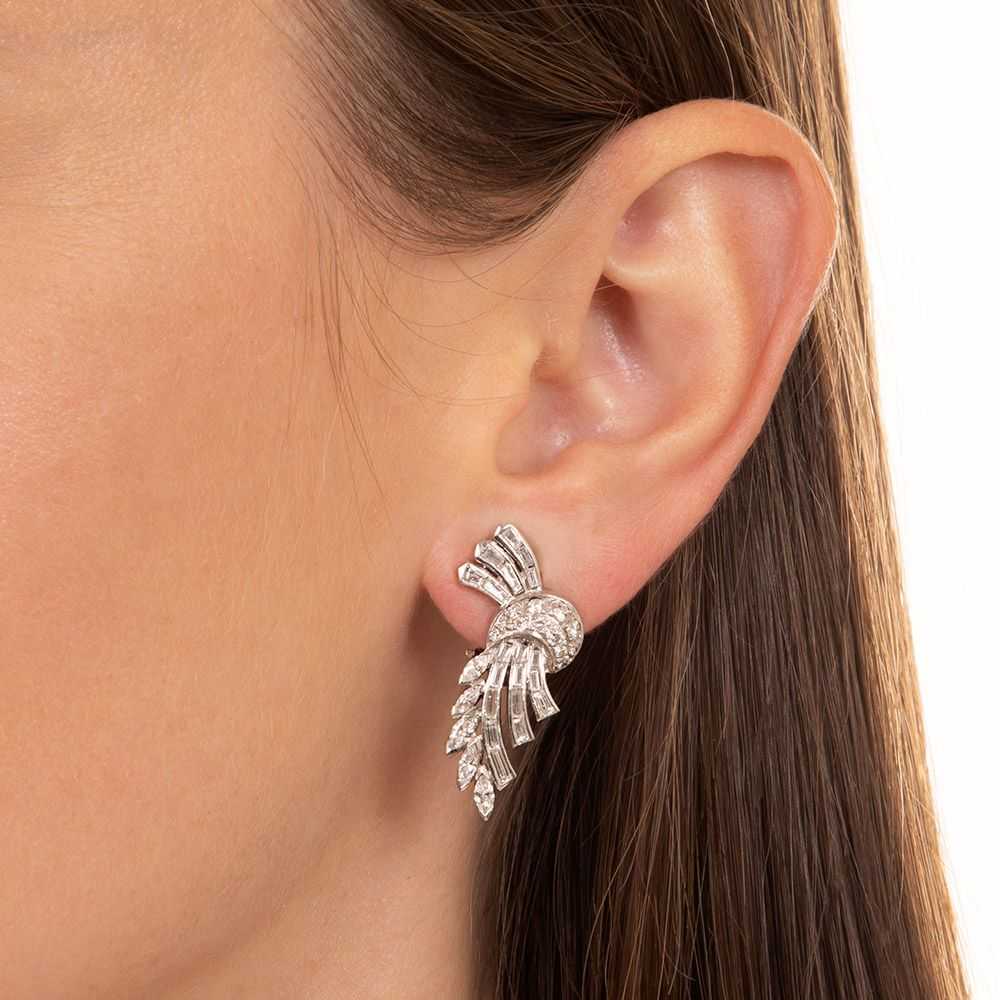 Mid-Century Diamond Earrings - image 3