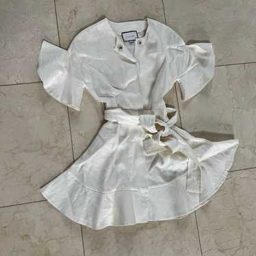 Alexis Like New Beige 100% Linen Mini Dress with T
