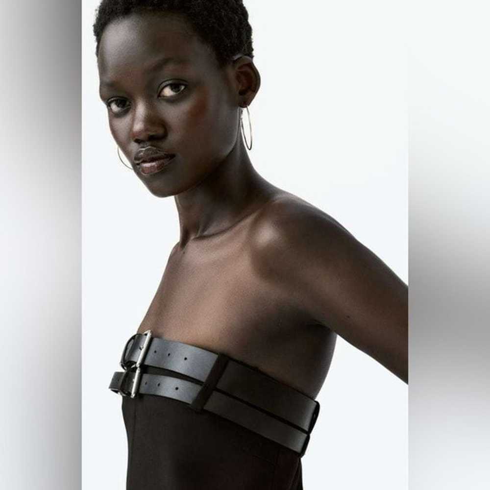 NWOT. Zara Black Belted Strapless Off-the-Shoulde… - image 5