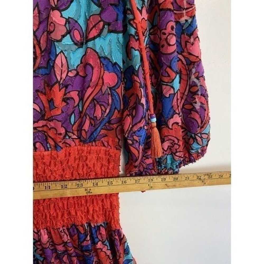 Vtg Diane Fres Dress Red Lace multicolor Boho Flo… - image 3