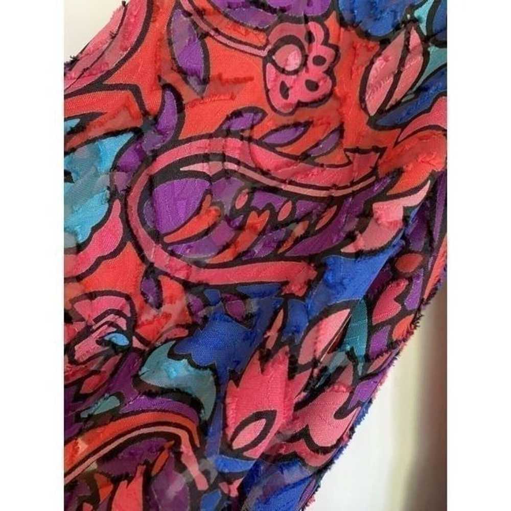 Vtg Diane Fres Dress Red Lace multicolor Boho Flo… - image 5
