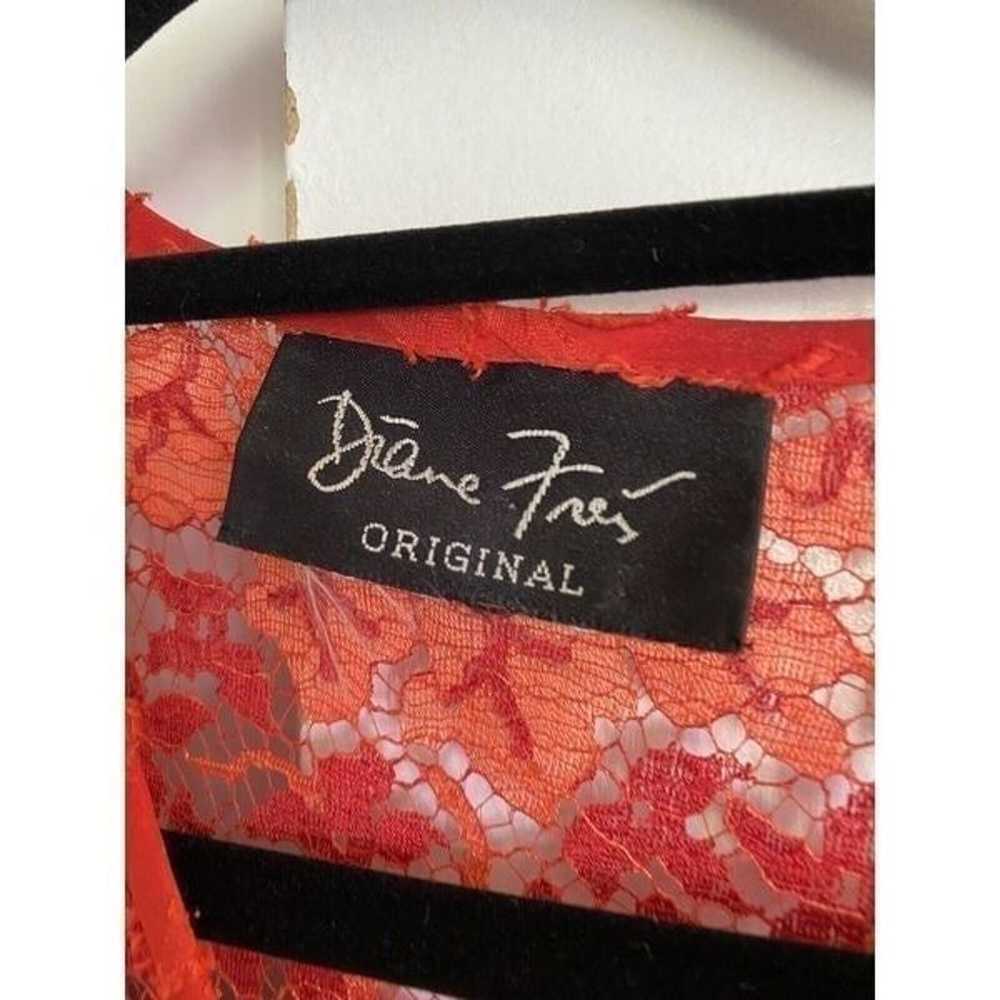 Vtg Diane Fres Dress Red Lace multicolor Boho Flo… - image 6