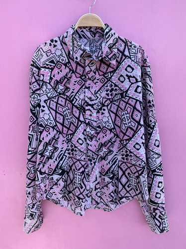 1990S FUNKY PRINT SNAP BUTTON WESTERN SHIRT