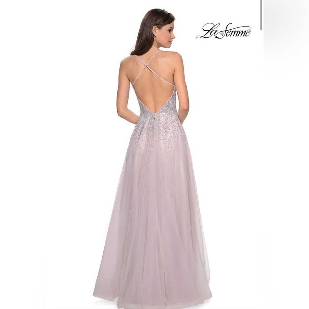 La Femme 27750 Mauve Dress Diamond Embellished Fo… - image 5