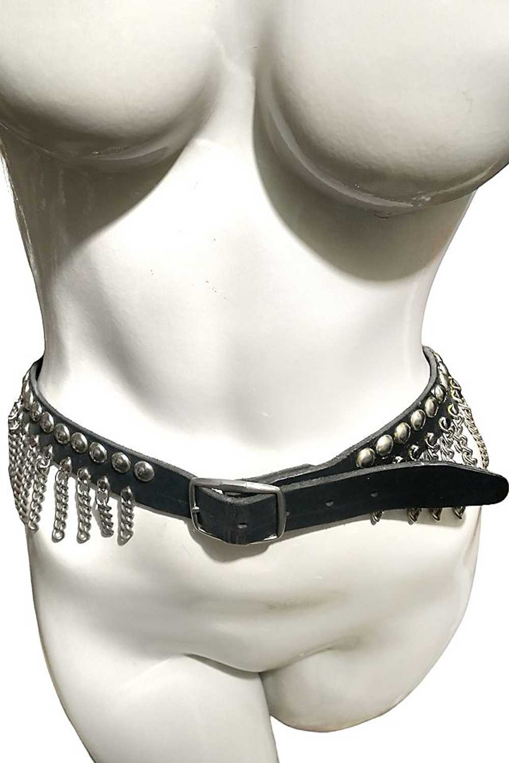 1980s Stud and Chain Fringe Belt Selected by Garb… - image 4